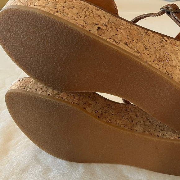 K.Jacques Tan Leather Wedge Sandals - Picture 4 of 7